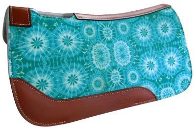 Showman PONY SIZE 24" x 24" Turquoise Tie-Dye Star Burst printed solid felt saddle pad